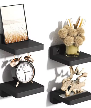 Set van 4 Kleine Wandplanken – Houten Zwevende Planken, Decoratief & Ruimtebesparend