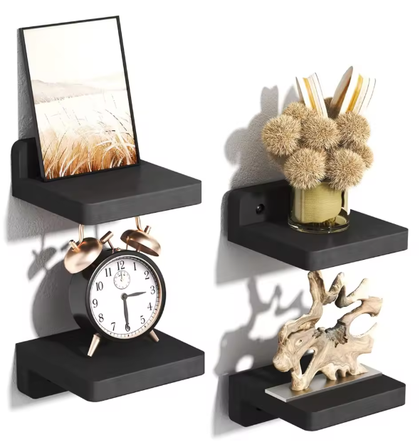 Set van 4 Kleine Wandplanken – Houten Zwevende Planken, Decoratief & Ruimtebesparend