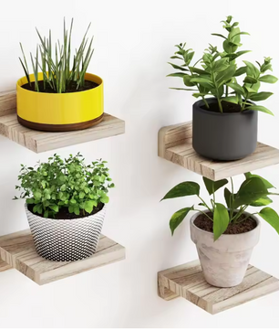 Set van 4 Kleine Wandplanken – Houten Zwevende Planken, Decoratief & Ruimtebesparend