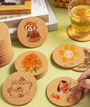 Set Kurken Onderzetters – Rond & Vierkant, Warmtebestendig en Antislip