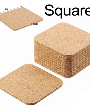 Set Kurken Onderzetters – Rond & Vierkant, Warmtebestendig en Antislip