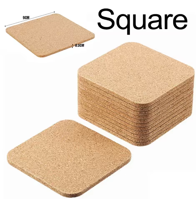 Set Kurken Onderzetters – Rond & Vierkant, Warmtebestendig en Antislip