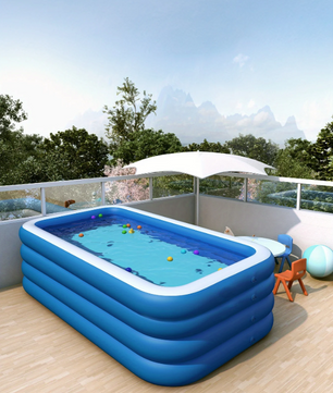 Opblaasbaar Familiezwembad – 4 Ringen, Dik Bodem & Ruim Design