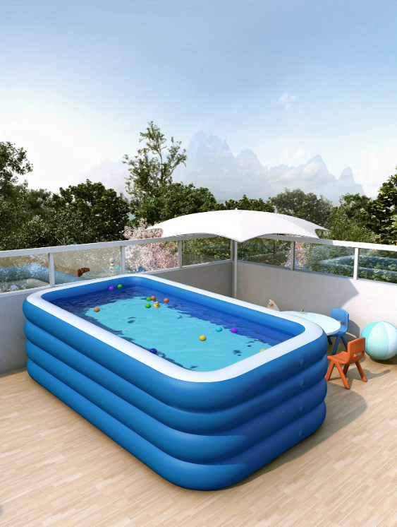 Opblaasbaar Familiezwembad – 4 Ringen, Dik Bodem & Ruim Design