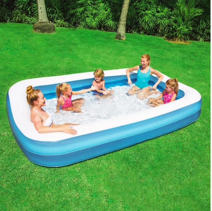 Opblaasbaar Familiezwembad – Groot Rechthoekig PVC Design, Comfortabel & Duurzaam