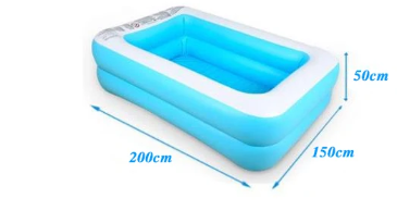 Opblaasbaar Familiezwembad – Groot Rechthoekig PVC Design, Comfortabel & Duurzaam