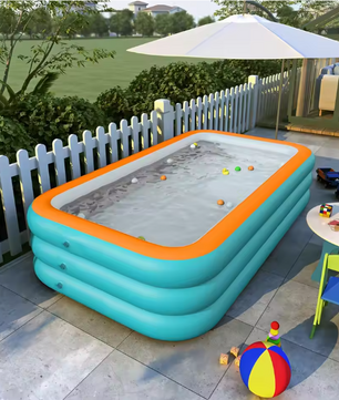 Opblaasbaar Familiezwembad – Groot PVC Rechthoekig Design, Duurzaam & Comfortabel