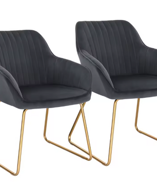 Set van 2 Fluwelen Eetkamerstoelen – Met Armleuningen & Metalen Poten, Modern en Comfortabel
