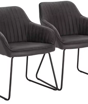 Set van 2 Fluwelen Eetkamerstoelen – Met Armleuningen & Metalen Poten, Modern en Comfortabel