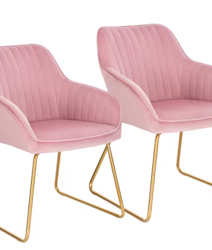 Set van 2 Fluwelen Eetkamerstoelen – Met Armleuningen & Metalen Poten, Modern en Comfortabel