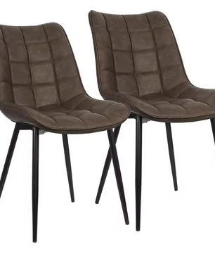 Set van 2 Eetkamerstoelen – Kunstleer Zitting & Metalen Poten, Ergonomisch en Duurzaam