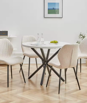 Set van 4 Linnen Eetkamerstoelen – Beklede Zitting & Metalen Poten, Modern en Comfortabel