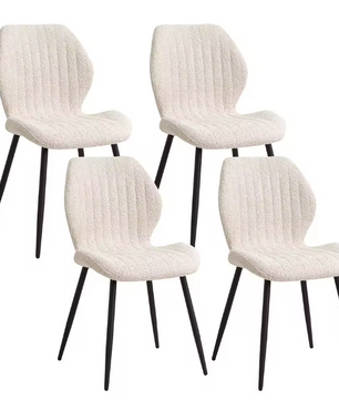 Set van 4 Linnen Eetkamerstoelen – Beklede Zitting & Metalen Poten, Modern en Comfortabel