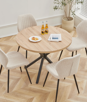 Set van 4 Linnen Eetkamerstoelen – Beklede Zitting & Metalen Poten, Modern en Comfortabel