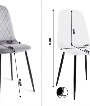 Set van 4 Fluwelen Eetkamerstoelen – Beklede Zitting & Metalen Poten, Modern en Comfortabel