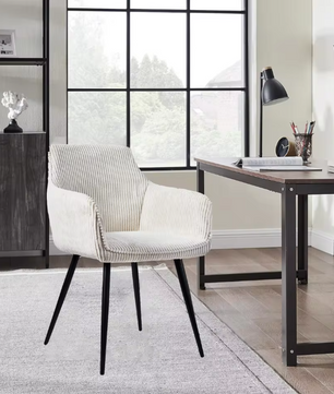Set van 2 Moderne Eetkamerstoelen – Corduroy Bekleding & Metalen Poten, Comfortabel en Stijlvol