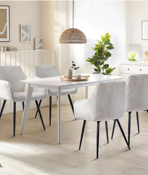 Set van 2 Moderne Eetkamerstoelen – Corduroy Bekleding & Metalen Poten, Comfortabel en Stijlvol