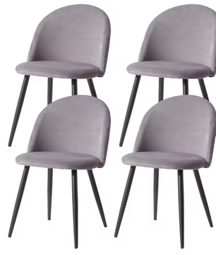 Set van 4 Fluwelen Eetkamerstoelen – Modern Design & Metalen Onderstel, Comfortabel en Stijlvol