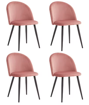 Set van 4 Fluwelen Eetkamerstoelen – Modern Design & Metalen Onderstel, Comfortabel en Stijlvol
