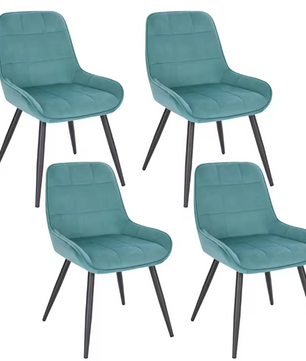 Set van 4 Scandinavische Eetkamerstoelen – Fluwelen Zitting & Metalen Poten, Ergonomisch en Stijlvol