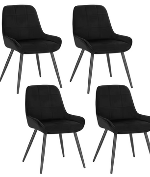 Set van 4 Scandinavische Eetkamerstoelen – Fluwelen Zitting & Metalen Poten, Ergonomisch en Stijlvol