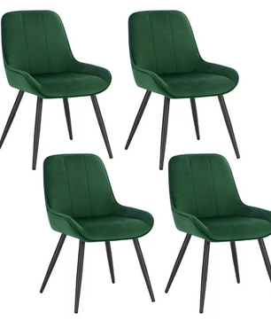 Set van 4 Scandinavische Eetkamerstoelen – Fluwelen Zitting & Metalen Poten, Ergonomisch en Stijlvol