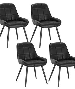 Set van 4 Scandinavische Eetkamerstoelen – Fluwelen Zitting & Metalen Poten, Ergonomisch en Stijlvol