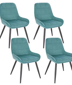 Set van 4 Scandinavische Eetkamerstoelen – Fluwelen Zitting & Metalen Poten, Ergonomisch en Stijlvol
