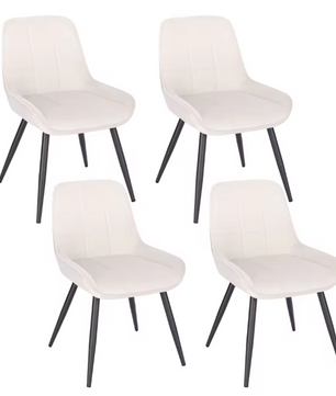 Set van 4 Scandinavische Eetkamerstoelen – Fluwelen Zitting & Metalen Poten, Ergonomisch en Stijlvol