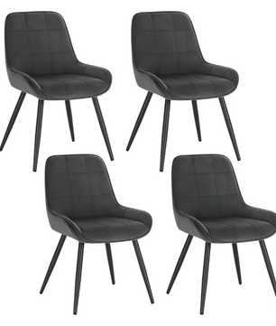 Set van 4 Scandinavische Eetkamerstoelen – Fluwelen Zitting & Metalen Poten, Ergonomisch en Stijlvol