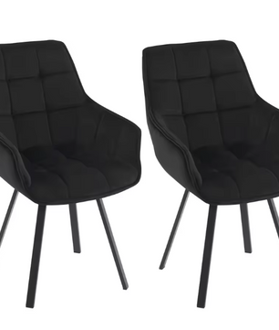 Set van 2 Draaibare Eetkamerstoelen – Fluwelen Bekleding & Armleuningen, Modern en Comfortabel
