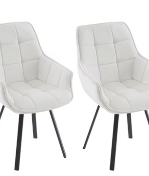 Set van 2 Draaibare Eetkamerstoelen – Fluwelen Bekleding & Armleuningen, Modern en Comfortabel