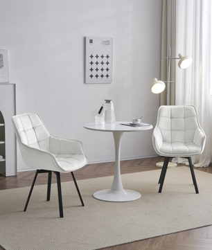 Set van 2 Draaibare Eetkamerstoelen – Fluwelen Bekleding & Armleuningen, Modern en Comfortabel