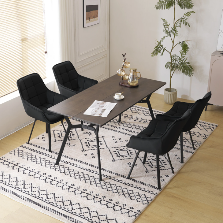 Set van 2 Draaibare Eetkamerstoelen – Fluwelen Bekleding & Armleuningen, Modern en Comfortabel