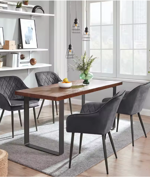 Set van 6 Fluwelen Eetkamerstoelen – Metalen Poten & Armleuningen, Modern en Comfortabel