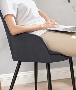 Set van 6 Fluwelen Eetkamerstoelen – Metalen Poten & Armleuningen, Modern en Comfortabel