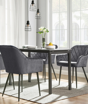 Set van 6 Fluwelen Eetkamerstoelen – Metalen Poten & Armleuningen, Modern en Comfortabel