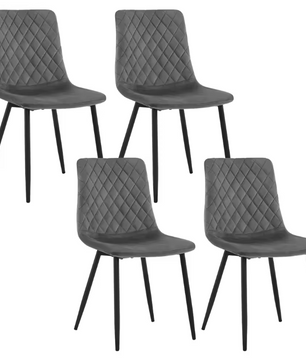 Set van 4 Scandinavische Eetkamerstoelen – Fluwelen Zitting & Metalen Poten, Modern en Comfortabel