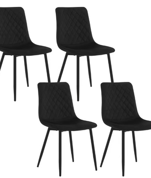 Set van 4 Scandinavische Eetkamerstoelen – Fluwelen Zitting & Metalen Poten, Modern en Comfortabel