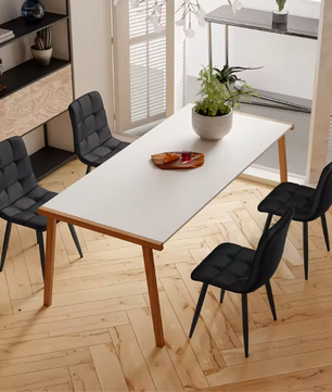Set van 4 Moderne Eetkamerstoelen – Fluwelen Zitting & Metalen Frame, Elegant en Comfortabel