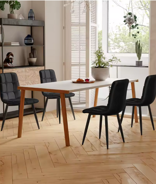 Set van 4 Moderne Eetkamerstoelen – Fluwelen Zitting & Metalen Frame, Elegant en Comfortabel