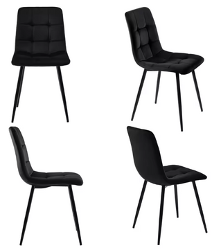 Set van 4 Moderne Eetkamerstoelen – Fluwelen Zitting & Metalen Frame, Elegant en Comfortabel