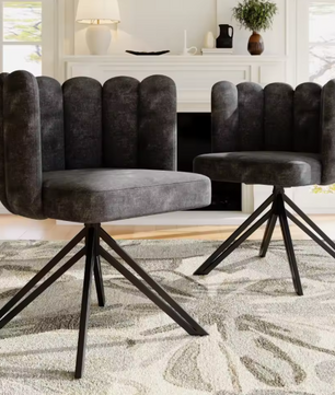 Set van 2 Draaibare Eetkamerstoelen – Fluwelen Zitting & Metalen Frame, Modern en Comfortabel