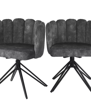 Set van 2 Draaibare Eetkamerstoelen – Fluwelen Zitting & Metalen Frame, Modern en Comfortabel