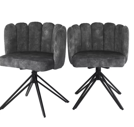 Set van 2 Draaibare Eetkamerstoelen – Fluwelen Zitting & Metalen Frame, Modern en Comfortabel