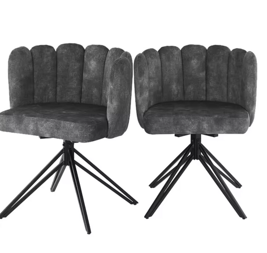 Set van 2 Draaibare Eetkamerstoelen – Fluwelen Zitting & Metalen Frame, Modern en Comfortabel