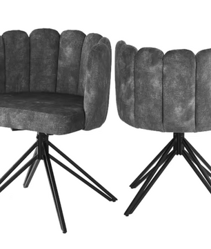 Set van 2 Draaibare Eetkamerstoelen – Fluwelen Zitting & Metalen Frame, Modern en Comfortabel
