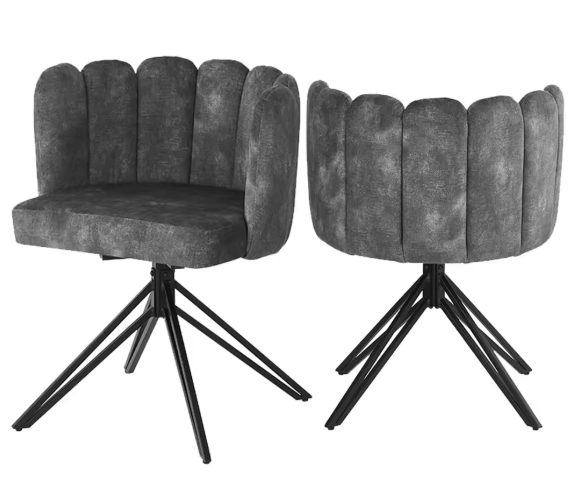 Set van 2 Draaibare Eetkamerstoelen – Fluwelen Zitting & Metalen Frame, Modern en Comfortabel