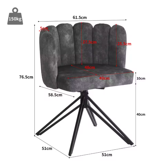 Set van 2 Draaibare Eetkamerstoelen – Fluwelen Zitting & Metalen Frame, Modern en Comfortabel