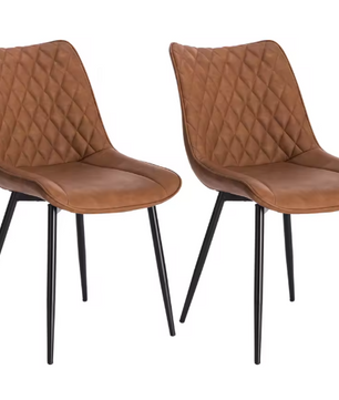 Set van 2 Eetkamerstoelen – Kunstleer & Metalen Poten, Ergonomisch en Comfortabel